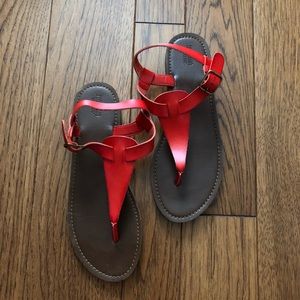 Red Thong-Strap Sandals